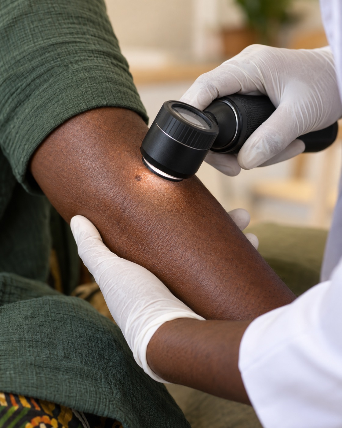 A close, non-invasive skin examination